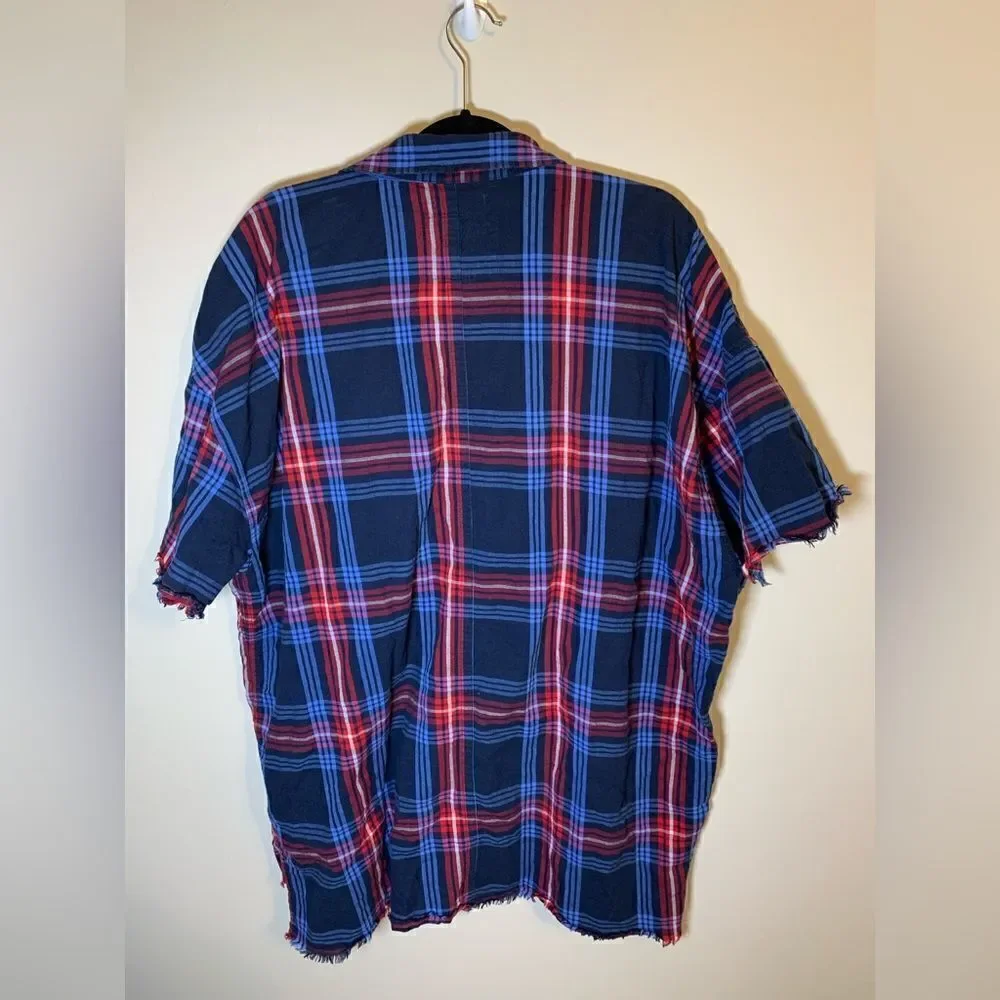 True Religion Red and Blue Short Sleeve Slouch Shirt size 3XL